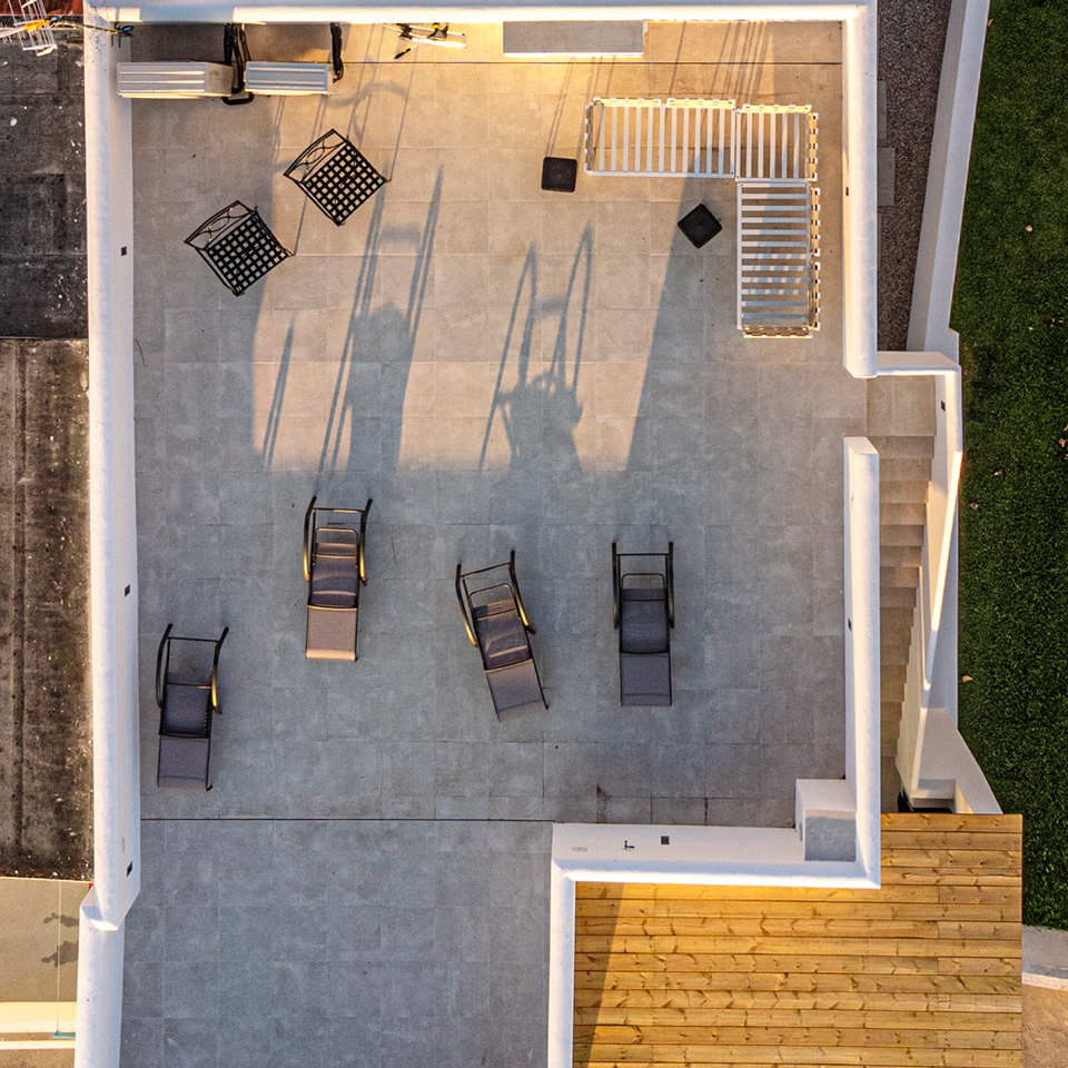Rooftop terrace in a Mediterranean-style house