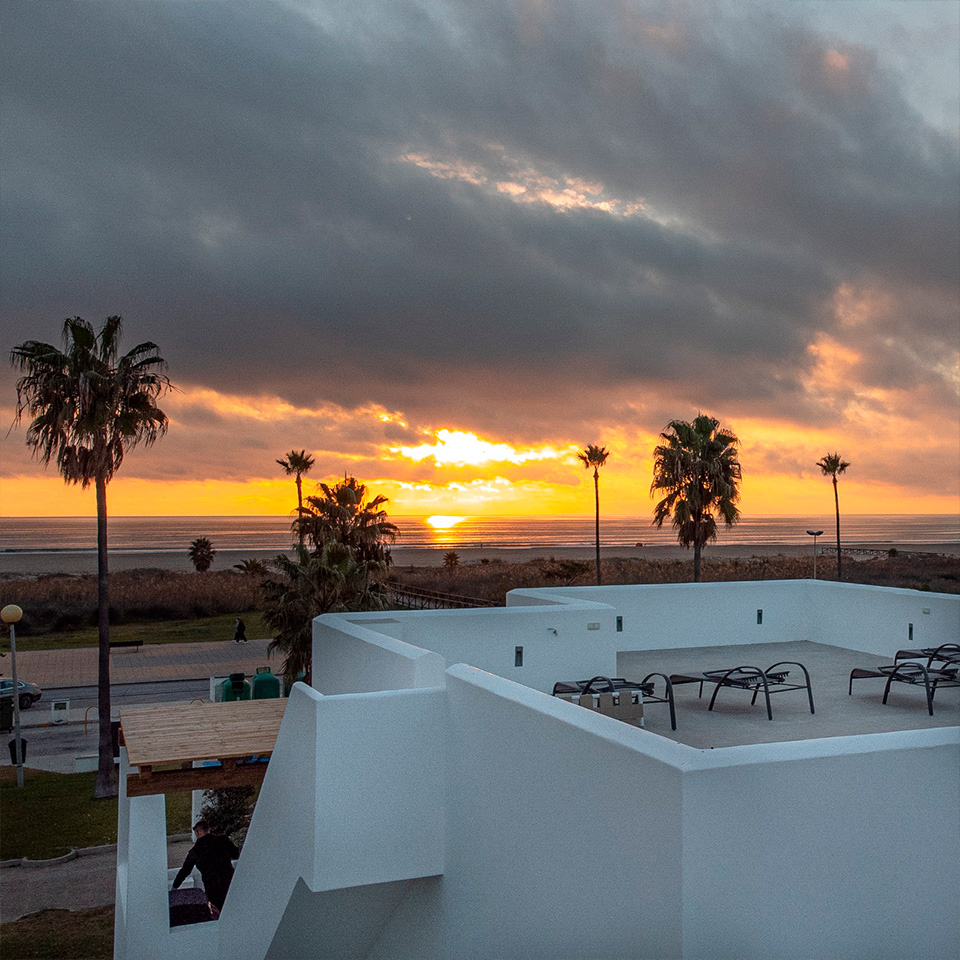 Rooftop terrace in Mediterranean-style house with sea views